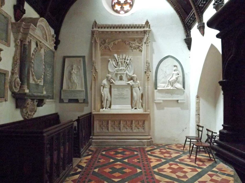 Spry family memorials within St Anthony Church, Roseland Peninsula Cornwall