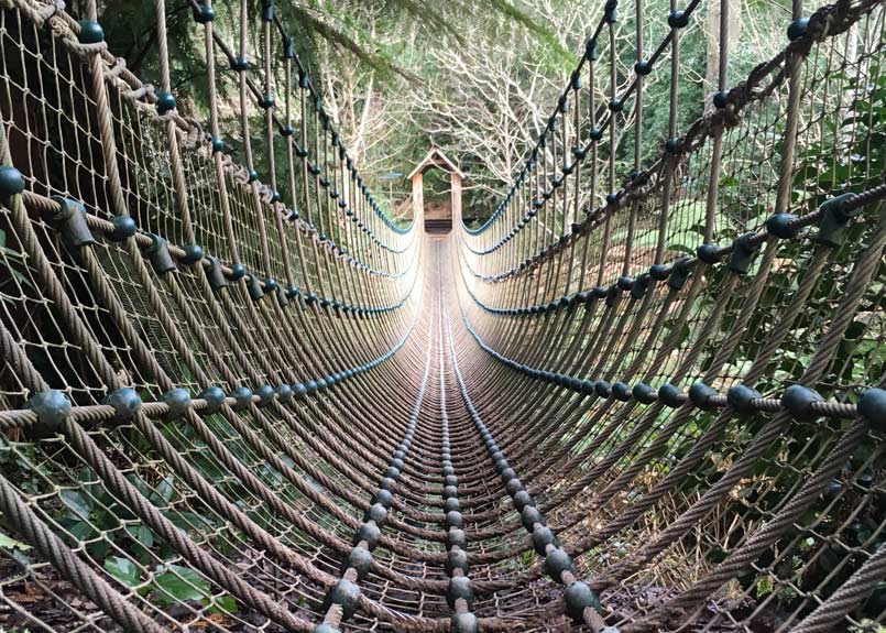 The Lost Gardens of Heligan is home to one of the longest Burmese Rope Bridges in Britain