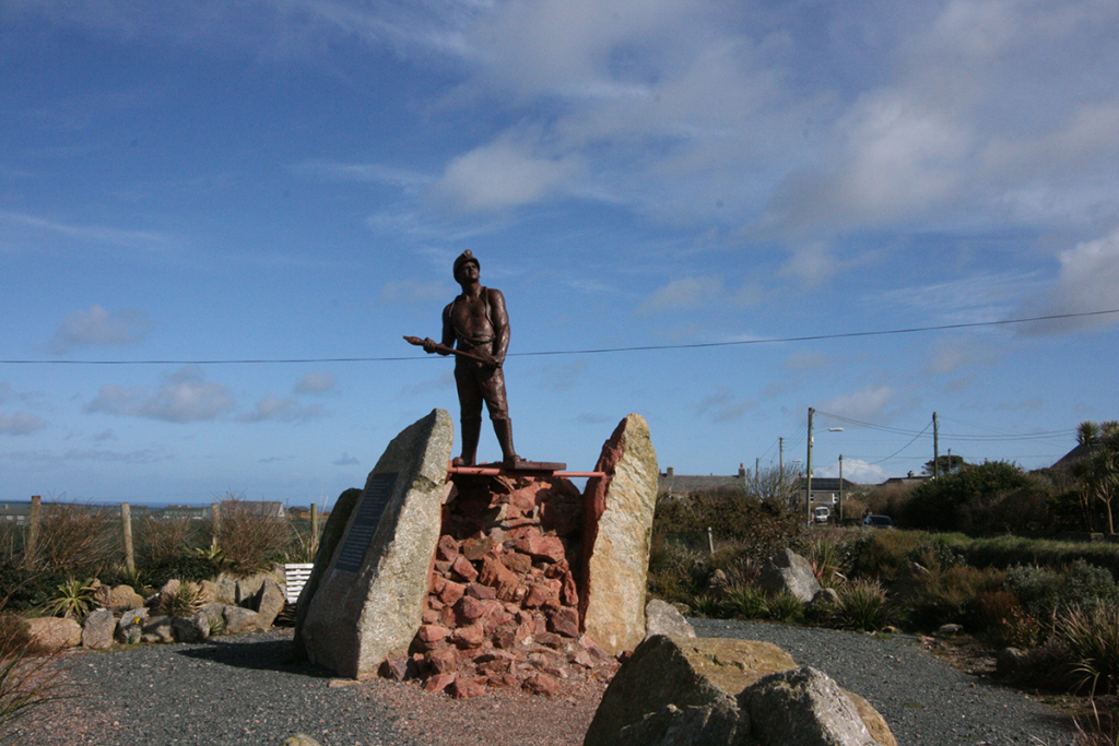 Statue of tin miner at Geevor Mine